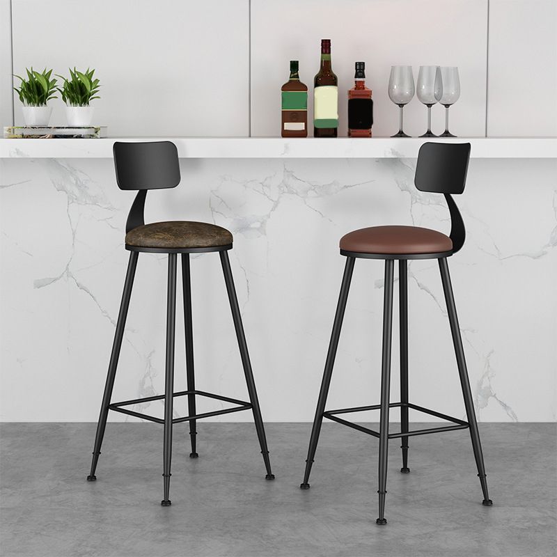 Modern Backrest Armless Counter Stool Iron Bar Stool with Leather Cushion for Dining Room Clearhalo 'Bar Furniture' 'Bar Stools' 'bar_stools' 'furn' 'furn_bar_stools' 'Furniture' 'Kitchen & Dining Furniture' 1200x1200_9cbc236c-1217-49f8-a53c-bb22975d7ac1