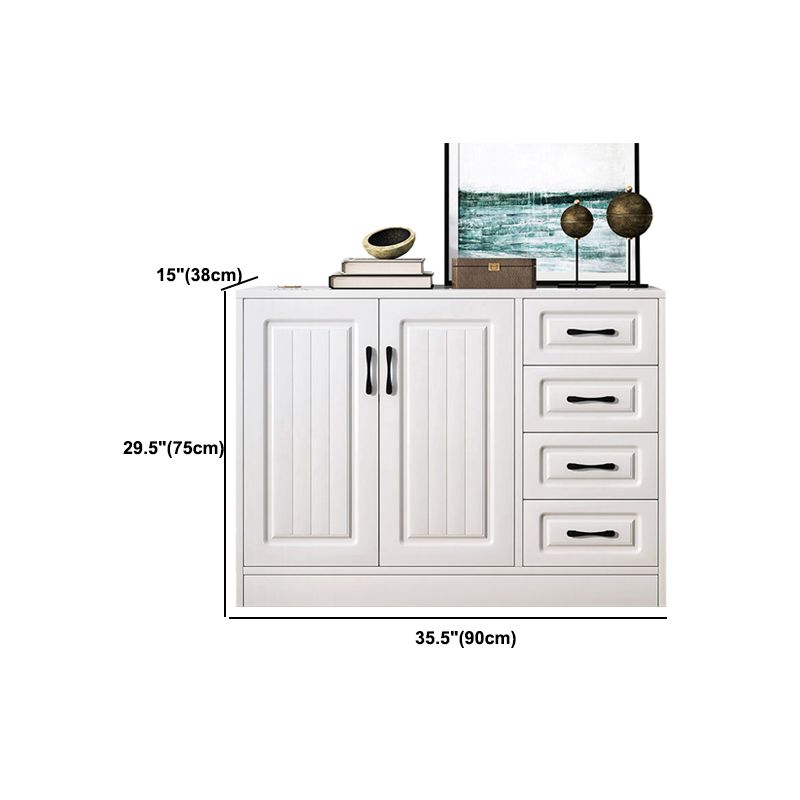 Modern White Accent Chest with Drawers 14.96" Wide Side Cabinet with Door
