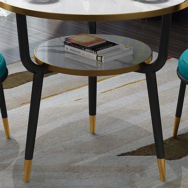 Modern Stone Storable Dining Table Metal Base for Dining Room Clearhalo 'Dining Tables & Seating' 'Dining Tables' 'dining_table' 'furn' 'furn_dining_table' 'Furniture' 'Kitchen & Dining Furniture' 1200x1200_9cbccf09-644c-413e-a49c-631207633a8b