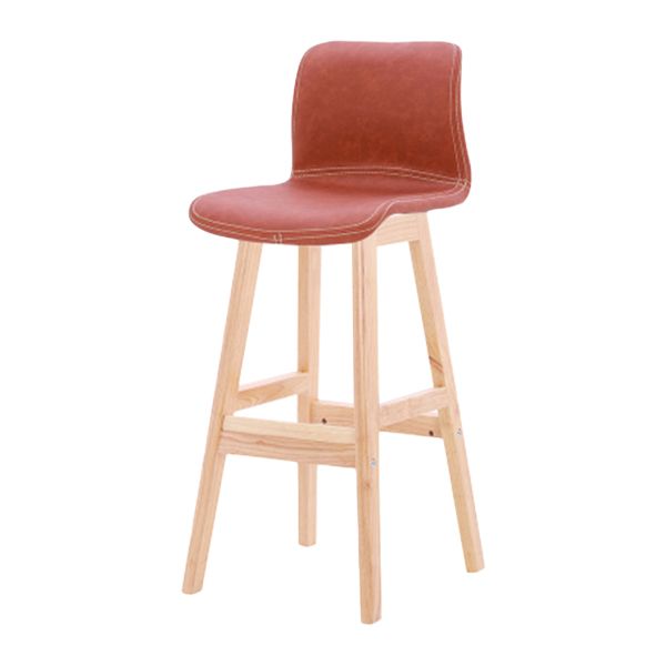 Coffee Shop Leather Bar Stool Footrest Low Back Counter Stool with Wood Legs Clearhalo 'Bar Furniture' 'Bar Stools' 'bar_stools' 'furn' 'furn_bar_stools' 'furniture_bar_stools' 'Kitchen & Dining Furniture' 'kitchen&dining_furn' 'kitchen' 'kitchen_furn' Furniture' 1200x1200_9cbdfadf-57de-4f15-b2bd-37fed7d0b200