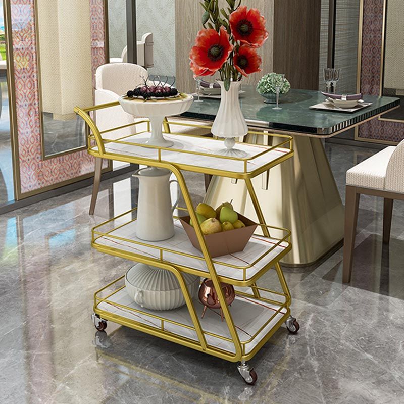 Tavolo di preparazione in metallo contemporaneo 35.43 "H tavolo da preparazione a rotolamento per sala da pranzo