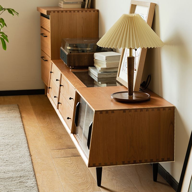 Contemporary Media Console Wooden TV Media Console with 4 Drawers Clearhalo 'furn' 'furn_tv_stands_entertainment_centers' 'Furniture' 'Living Room Furniture' 'TV Stands & Entertainment Centers' 'TV Stands & Media Storage Furniture' 'tv_stands_entertainment_centers' 1200x1200_9cc00565-7bfe-4a8a-9800-05c41a381b44