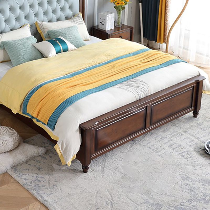 Lit de panneau traditionnel marron avec lit de tête de lit rembourré de rangement, 59,05 "de haut