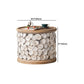 French Country Wood Round Tray Coffee Table Iron Drum Cocktail Table
