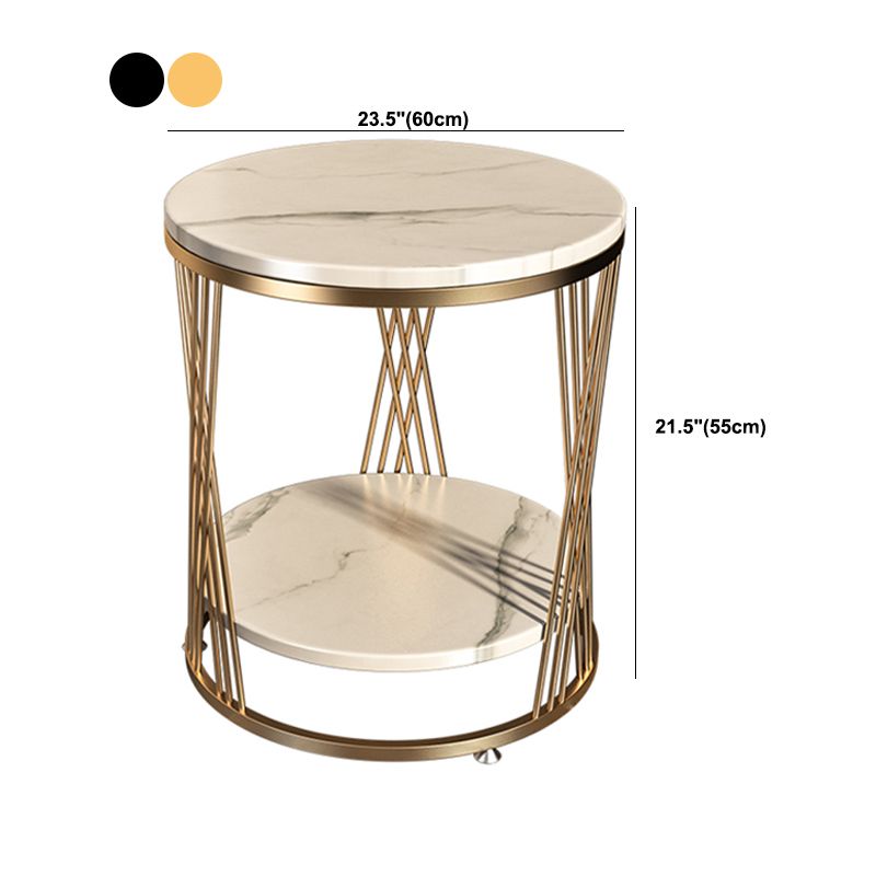 Modern Round Side Table Minimalist Slate Sofa Corner Table with Storage Clearhalo 'Coffee & Accent Tables' 'End & Side Tables' 'end_side_tables' 'furn' 'furn_end_side_tables' 'Furniture' 'Living Room Furniture' 1200x1200_9cc4050c-dbcf-4eb3-82f8-85a732408460