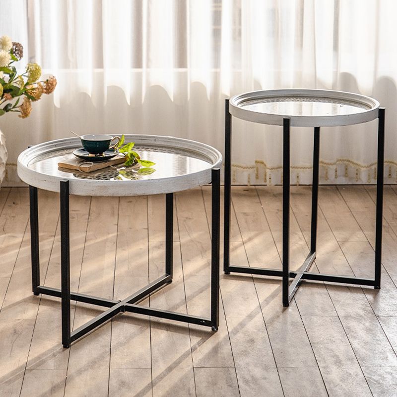 Tavolo laterale di campagna francese in vetro tavolino singolo accento singolo