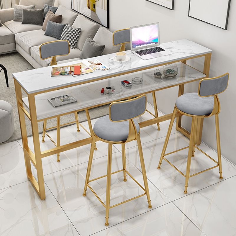Rectangle Bistro Bar Height Cocktail Table Marble Footrest Indoor Bar Table in Gold Clearhalo 'Bar Furniture' 'Bar Tables' 'bar_tables' 'furn' 'furn_bar_tables' 'Furniture' 'furniture_bar_tables' 'Kitchen & Dining Furniture' 1200x1200_9cc4dd62-c567-460e-a36b-a2e4dfc01bb3