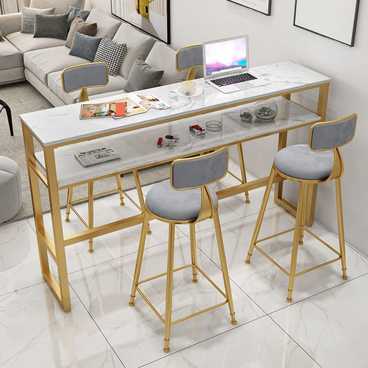 Rectangle Bistro Bar Height Cocktail Table Marble Footrest Indoor Bar Table in Gold Clearhalo 'Bar Furniture' 'Bar Tables' 'bar_tables' 'furn' 'furn_bar_tables' 'Furniture' 'furniture_bar_tables' 'Kitchen & Dining Furniture' 1200x1200_9cc4dd62-c567-460e-a36b-a2e4dfc01bb3