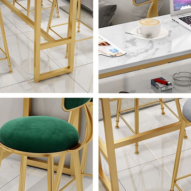 Glam Rectangle Faux Marble Bistro Table Indoor Iron Bar Dining Table with Trestle Pedestal Clearhalo 'Bar Furniture' 'Bar Tables' 'bar_tables' 'furn' 'furn_bar_tables' 'Furniture' 'furniture_bar_tables' 'Kitchen & Dining Furniture' 1200x1200_9cc4de5c-71f7-4edf-a0aa-dac60c77edc6