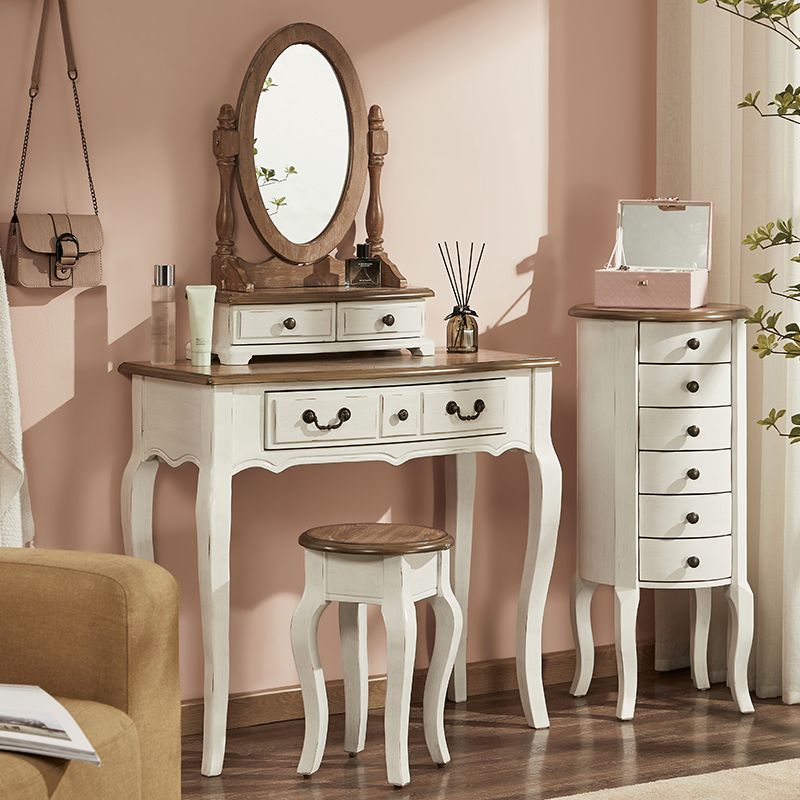 Victorian White Makeup Vanity Desk Table Solid Wood Dressing Table Stool Set Clearhalo 'Bedroom Furniture' 'furn' 'furn_makeup_vanities' 'Furniture' 'Makeup Vanities' 'makeup_vanities' 1200x1200_9cc56e24-2c8e-431d-a962-34039f333645