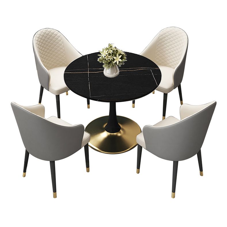 31.5-inch Metal Contemporary Dining Table Round Table for Kitchen Clearhalo ' dining_table' 'Dining Tables & Seating' 'Dining Tables' 'furn' 'furn_dining_table' 'Furniture' 'furniture_dining_table' 'Kitchen & Dining Furniture' 'kitchen&dining_furn' 'kitchen' 'kitchen_dining_table' 1200x1200_9cc6ee90-c80a-431f-818b-70438510475e