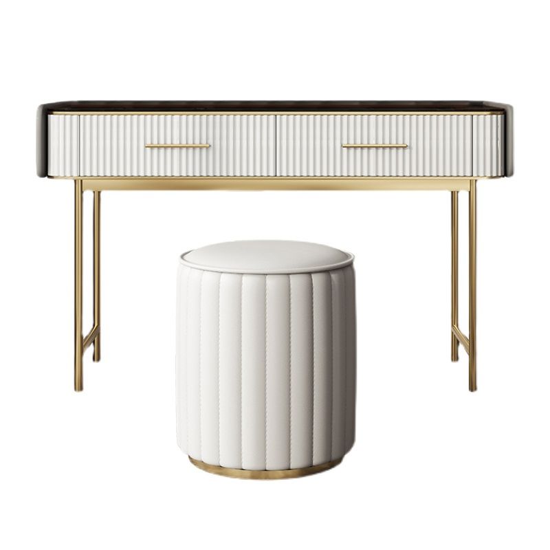 Glam Glass Top ijdelheid make -uptafel ontlasting ingesteld met opbergladen