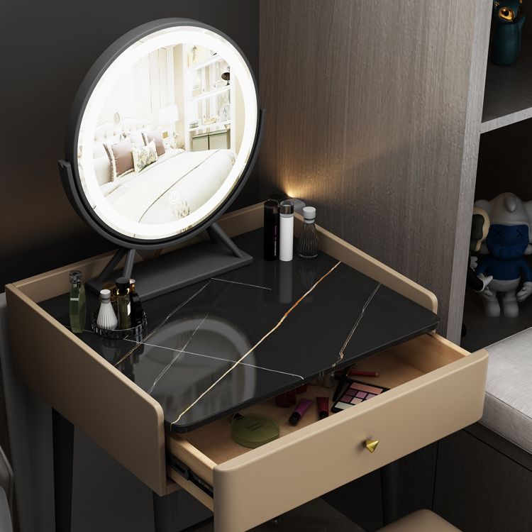 17.32" Wide Vanity Set Contemporary Stone Dressing Table with Drawer