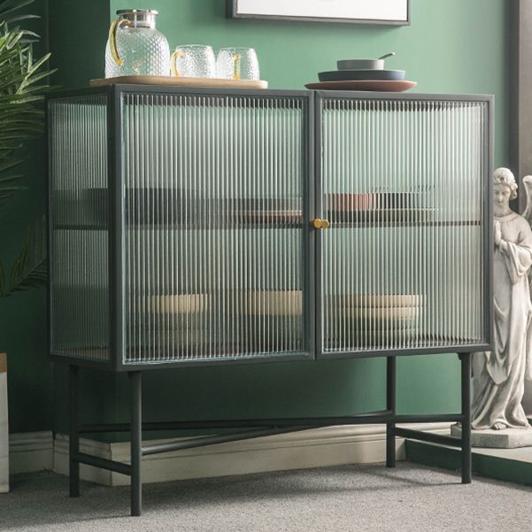 Sala de estar Minimalismo Servidor de buffet Glass 2 puertas Servidor de comedor de marco de metal