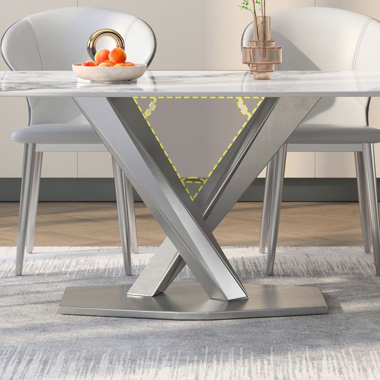 Juego de encimera de piedra sinterizada, mesa de comedor rectangular de 1/4/5/7 piezas y sillas de cuero con respaldo orejero
