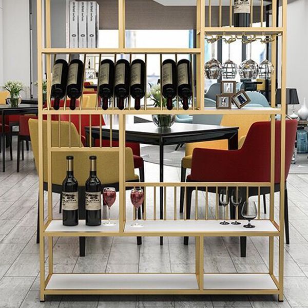 モダンメタルワインホルダーラック47.2 "x 11.8" x 70.9 "棚ワインラックフロア