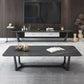 Modern Style Rectangular Slate Table with Metal Trestle Type Base Coffee Table