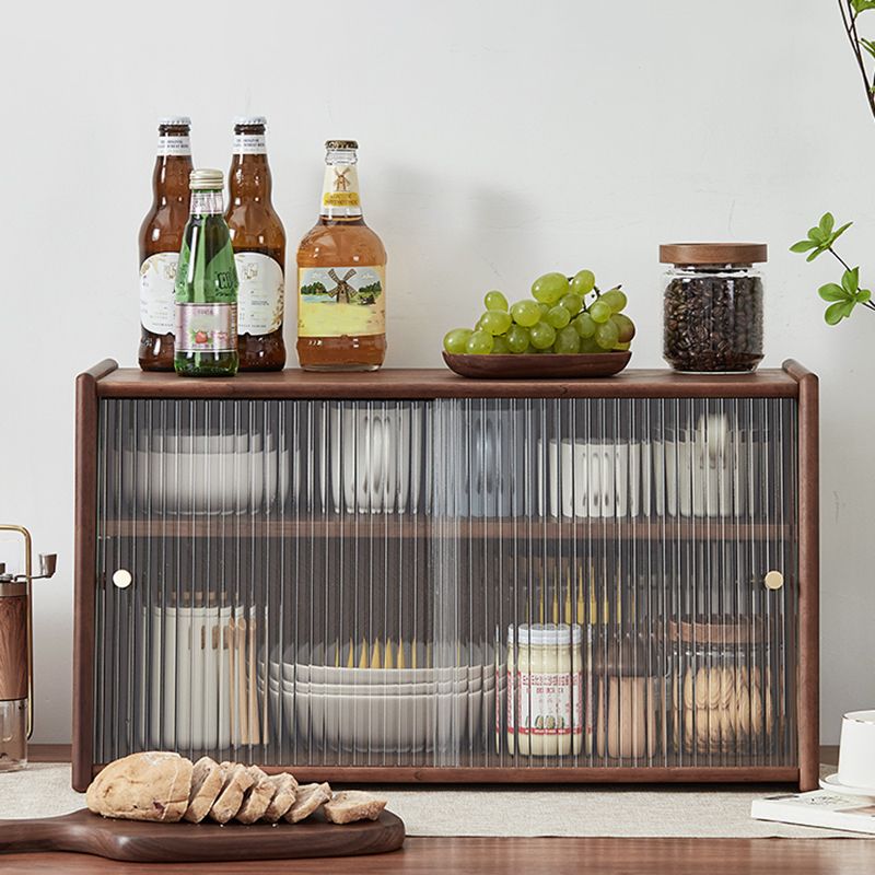 Contemporary Solid Wood Sideboard Cabinet in Brown with Glass Doors Clearhalo 'buffet_sideboard' 'Buffets & Sideboards' 'furn' 'furn_buffet_sideboard' 'Furniture' 'Kitchen & Dining Furniture' 1200x1200_9ccb5442-9f03-45ca-a4cd-f1f57de7835a