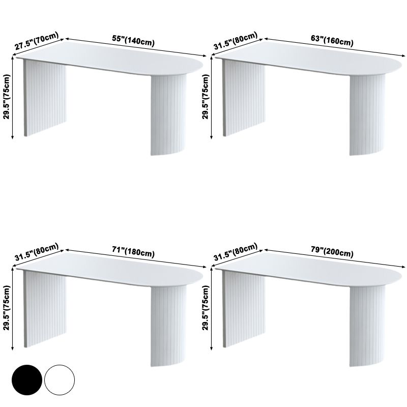 Free Form Sintered Stone White Dining Table Modern Double Pedestal Table for Dining Room Clearhalo ' dining_table' 'Dining Tables & Seating' 'Dining Tables' 'furn' 'furn_dining_table' 'Furniture' 'furniture_dining_table' 'Kitchen & Dining Furniture' 'kitchen&dining_furn' 'kitchen' 'kitchen_dining_table' 1200x1200_9ccb8fa8-73c5-43d6-a6c5-ce3c711f5ccc