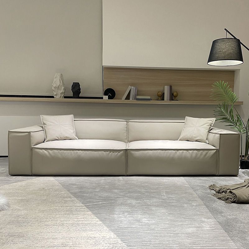 Ultra-Modern Genuine Sofa with Pillow Back and Square Arm in Wood Clearhalo 'furn' 'furn_sofas' 'Furniture' 'Living Room Furniture' 'Sofa' 'sofas' 1200x1200_9ccc5d17-06a0-4514-83be-67d9a94fbc89