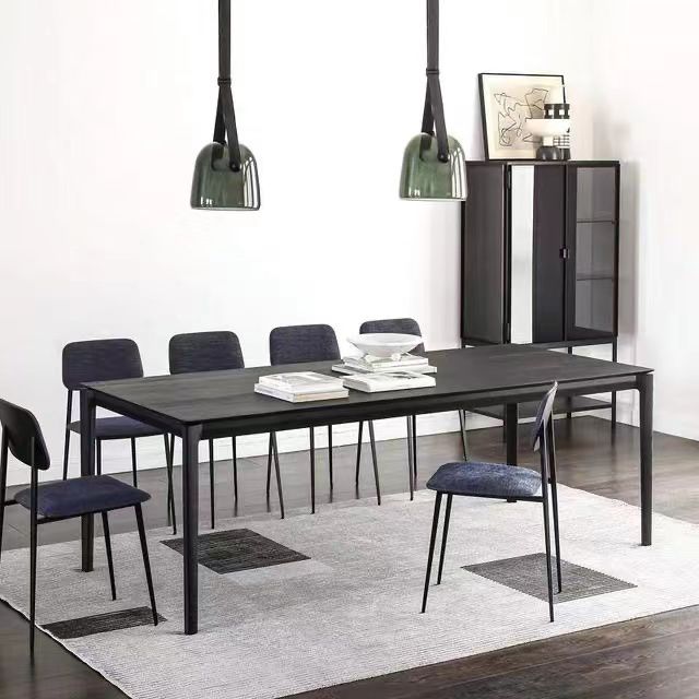 Industrial Black Solid Wood Dining Table Rectangle Shape Dining Table for Kitchen Clearhalo ' dining_table' 'Dining Tables & Seating' 'Dining Tables' 'furn' 'furn_dining_table' 'Furniture' 'furniture_dining_table' 'Kitchen & Dining Furniture' 'kitchen&dining_furn' 'kitchen' 'kitchen_dining_table' 1200x1200_9cccb4ed-0c1b-4671-9ffc-c9983fd6a683