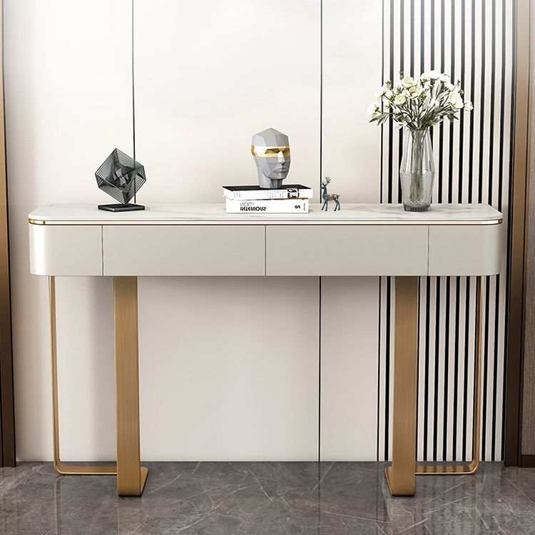 2 cassetti Tavolo della console Tavolo di accento di pietra moderna per Hall, 33,46 "di altezza