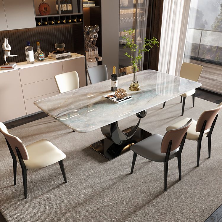 Rectangle Dining Room Table Pedestal Dinner Room Kitchen Table Clearhalo 'Dining Tables & Seating' 'Dining Tables' 'dining_table' 'furn' 'furn_dining_table' 'Furniture' 'Kitchen & Dining Furniture' 1200x1200_9cce2c7b-3980-4c22-95a7-e59294b343e2