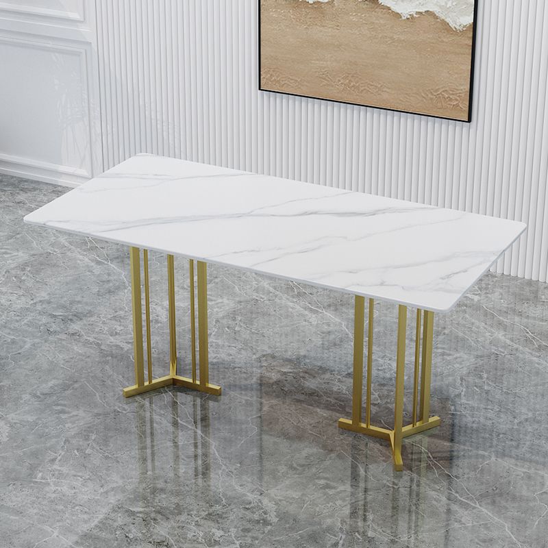 Modern Sintered Stone Top Standard Dining Set White Rectangle Shape Dining Set with Double Pedestal Clearhalo 'Dining Room Sets' 'Dining Tables & Seating' 'dining_room_set' 'furn' 'furn_dining_room_set' 'Furniture' 'furniture_dining_room_set' 'Kitchen & Dining Furniture' 'kitchen&dining_furn' 'kitchen' 1200x1200_9cce82ca-1ff8-48b7-9880-138b27e8a78e