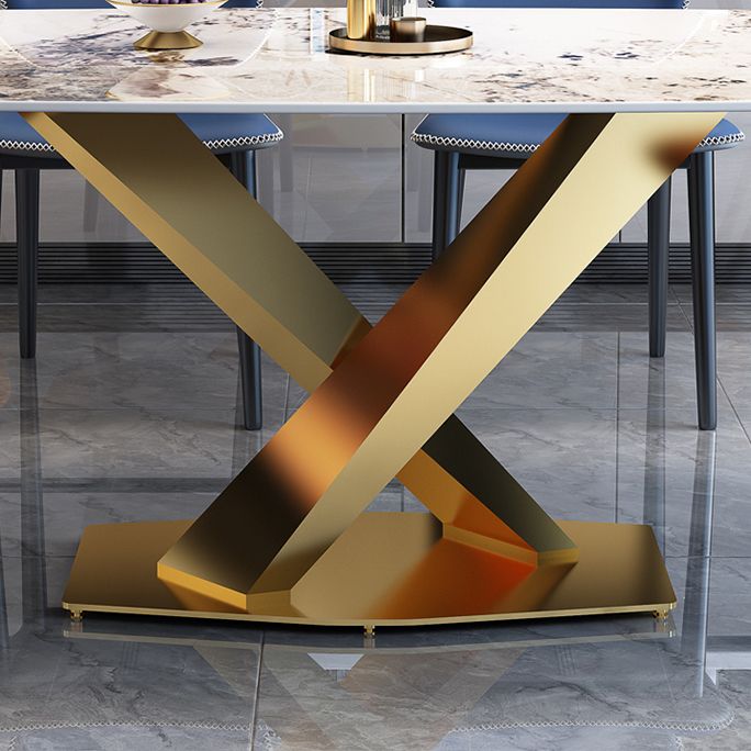 Table à manger piédestal de base en or