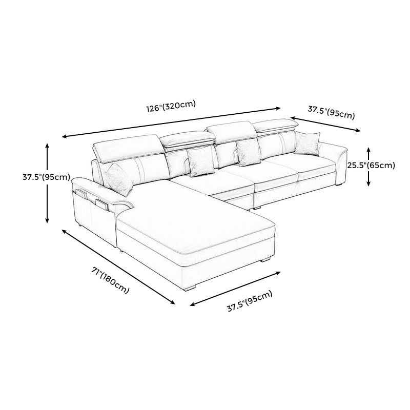 Contemporary Sofa Pillow Back Cushions Sectional with Pillow Top Arm Clearhalo 'furn' 'furn_sectionals' 'Furniture' 'furniture_sectionals' 'Living Room Furniture' 'Sectionals' 1200x1200_9cd0806f-5862-4967-a700-153053b8c8d8