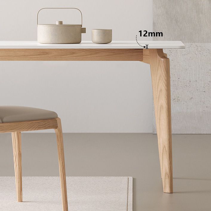 Modern Rectangle Dining Table Sintered Stone Table with Wooden Legs for Home Use Clearhalo 'Dining Tables & Seating' 'Dining Tables' 'dining_table' 'furn' 'furn_dining_table' 'Furniture' 'Kitchen & Dining Furniture' 1200x1200_9cd0e882-d52c-469f-a234-626d9d260b34