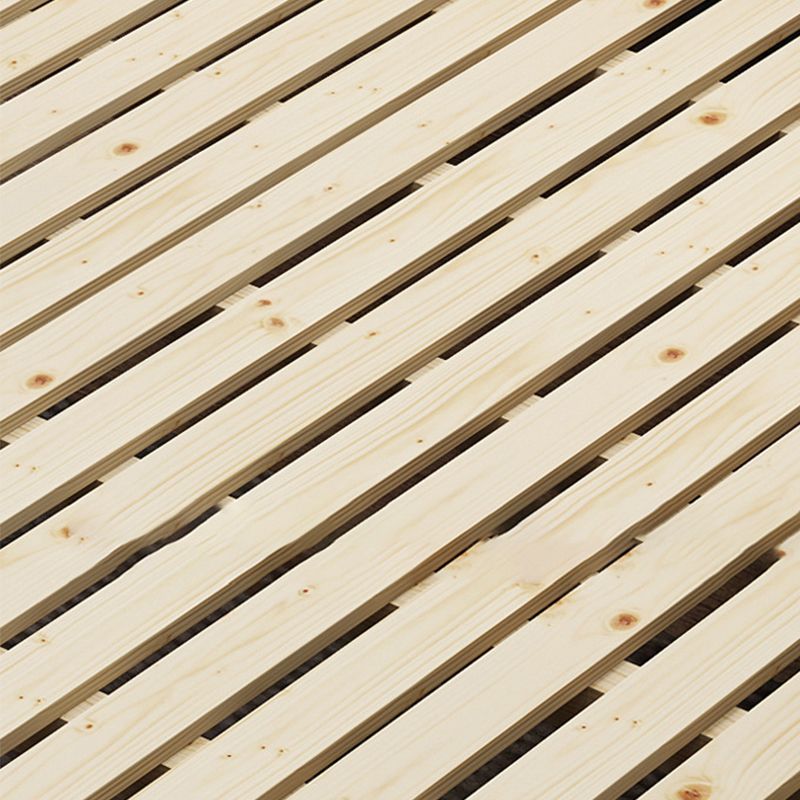 84.65 inch Wide Mid-century Bed Frame Solid Wood Bed with Upholstered Headboard