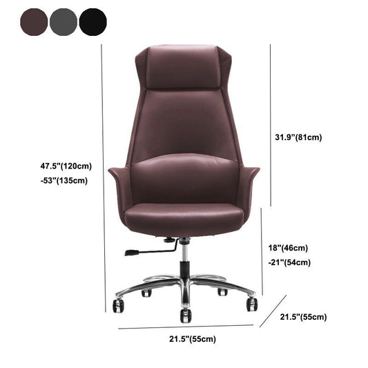 High Back Leather Management Office Chair Executive Swivel Office Chair Clearhalo 'furn' 'furn_office_chair' 'Furniture' 'Office Chairs' 'Office Furniture' 'office_chair' 1200x1200_9cd20100-ef70-41f3-8dd6-d72a362289d0
