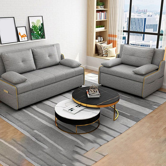 STOCK FUTON in futon e materasso in tessuto moderno grigio con cuscini