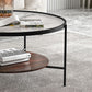 Contemporary 3 Legs Glass with Storage Shelf Round Single Coffee Table Clearhalo 'Coffee & Accent Tables' 'Coffee Tables' 'coffee_tables' 'furn' 'furn_coffee_tables' 'Furniture' 'Living Room Furniture' 1200x1200_9cd46ab0-394b-412c-9af2-f5812814858e