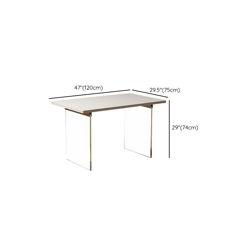 Rectangular Dining Table Modern Wood Tabletop with Acrylic Double Pedestal Base