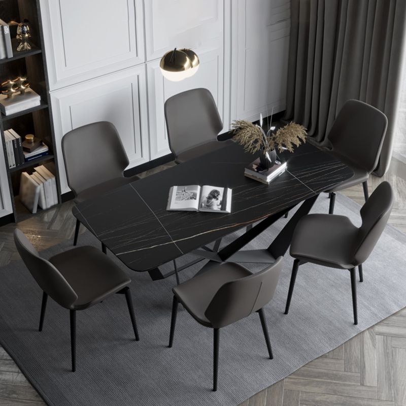 Rectangle Dining Table Set 1/2/7 Pcs Sintered Stone Table with Wingback Chairs Clearhalo 'Dining Room Sets' 'Dining Tables & Seating' 'dining_room_set' 'furn' 'furn_dining_room_set' 'Furniture' 'Kitchen & Dining Furniture' 1200x1200_9cd66c1f-76fb-4c13-bc1d-f1334e1b6e3a