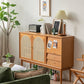 Cajón Pine Wood aparador de estantería ajustable moderna Credenza para sala de estar
