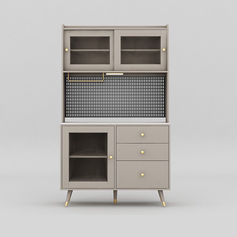 Modern Glass Doors Server 3 Drawers and Doors Cabinets Buffet Sideboard with LED Lights Clearhalo 'buffet_sideboard' 'Buffets & Sideboards' 'furn' 'furn_buffet_sideboard' 'Furniture' 'Kitchen & Dining Furniture' 1200x1200_9cd8f8da-1e8e-4152-9c86-00e0d3c413e5