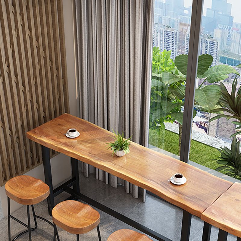 Wood Top Table Industrial Style Bistro Pub Table for Patio Use Clearhalo 'Bar Furniture' 'Bar Tables' 'bar_tables' 'furn' 'furn_bar_tables' 'Furniture' 'Kitchen & Dining Furniture' 1200x1200_9cda8d83-9f37-40a4-a484-82d6a0c1c2e1
