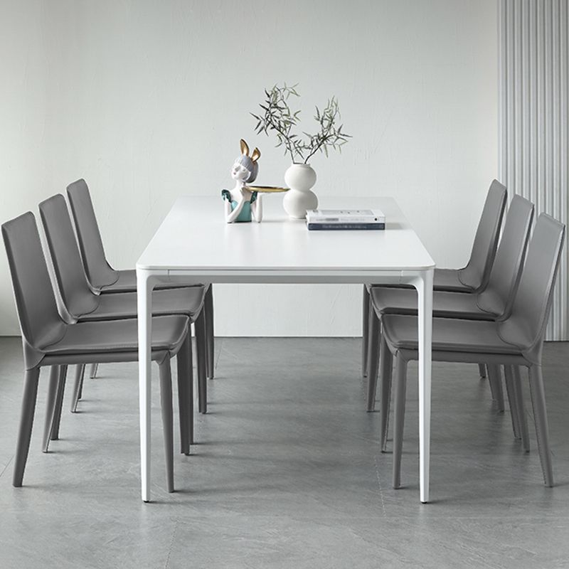 Modern Aluminium Dinette Set 1/2/7 Pieces Rectangle White Sintered Stone Dining Table Set