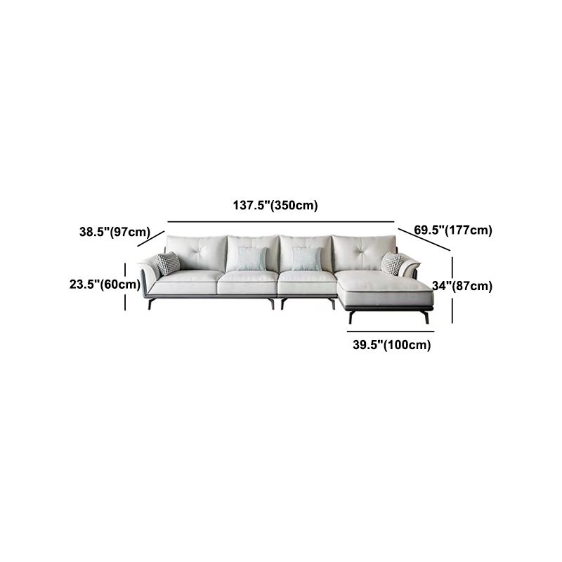 Black 4-seat Flared Arm Sectional Pillow Back Stain-resistant Sectional Clearhalo 'furn' 'furn_sectionals' 'Furniture' 'Living Room Furniture' 'Sectionals' 1200x1200_9cdd67c3-5222-493b-8b36-a817119ac361