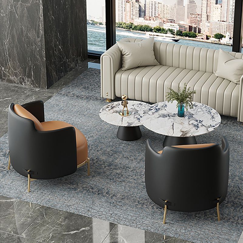 Leather Lounge Chair Square Arms Solid Color Side Chair with Golden Legs Clearhalo 'Accent Chairs' 'accent_chairs' 'Chairs & Seating' 'furn' 'furn_accent_chairs' 'Furniture' 'Living Room Furniture' 1200x1200_9cdfa2fe-0aa1-4001-9681-93840718f792