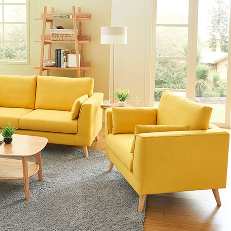 Contemporary Fabric Standard Sofa 2/3-seat Cushions Square Arm Sofa