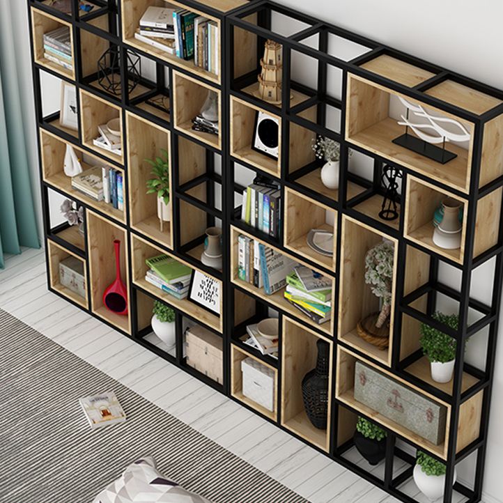 Estantería de estilo moderno marco de metal negro abiertamente estantería para la oficina en casa