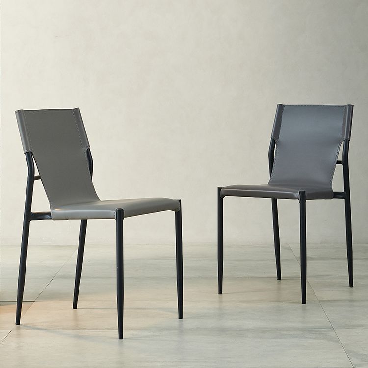 Minimalist Style Leather Dining Side Chair Armless Solid Back Chairs for Kitchen Clearhalo 'Dining Chairs' 'Dining Tables & Seating' 'dining_chair' 'furn' 'furn_dining_chair' 'Furniture' 'Kitchen & Dining Furniture' 1200x1200_9ce25d91-c91c-4283-9567-61ddaa13339f
