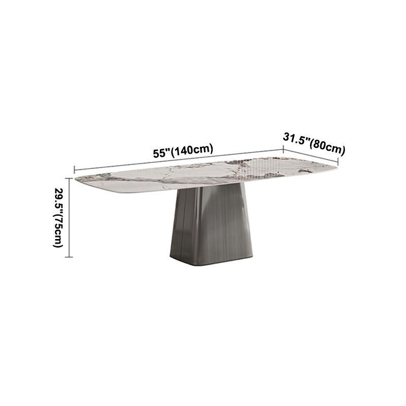 Metal Traditional Luxury Rectangle Table Sintered Stone Indoor Table with Grey Pedestal Clearhalo ' dining_table' 'Dining Tables & Seating' 'Dining Tables' 'furn' 'furn_dining_table' 'Furniture' 'furniture_dining_table' 'Kitchen & Dining Furniture' 'kitchen&dining_furn' 'kitchen' 'kitchen_dining_table' 1200x1200_9ce2809c-b035-4644-938a-ff1442192f54