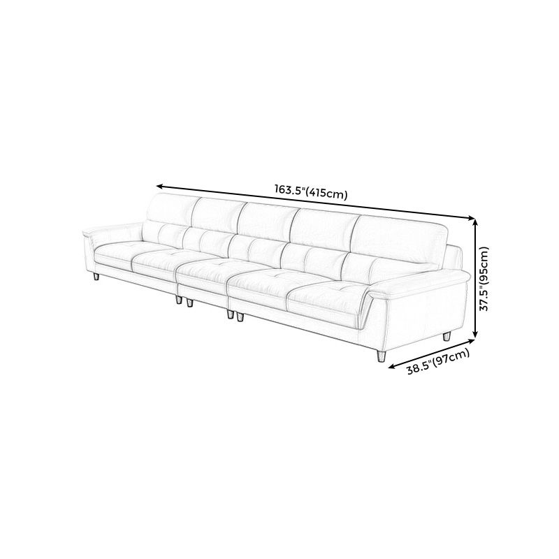 Modern Cream High Back Sofa and Chaise Pillow Top Arm Leather Sectional Clearhalo 'furn' 'furn_sectionals' 'Furniture' 'furniture_sectionals' 'kitchen' 'kitchen_sectionals' 'Living Room Furniture' 'Sectionals' 1200x1200_9ce345e3-9edb-4453-bb22-77a381d056de