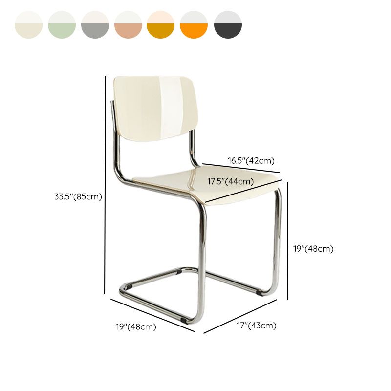 Contemporary Style Armless Chair Plastic Open Back Side Chair with Metal Base