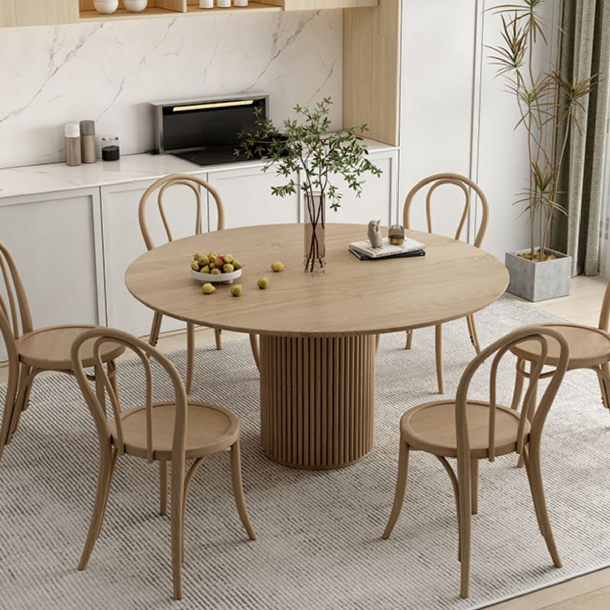 Round Pedestal Casual Dining Table Wood Color Fixed Table with Pinewood Solid Wood Clearhalo ' dining_table' 'Dining Tables & Seating' 'Dining Tables' 'furn' 'furn_dining_table' 'Furniture' 'furniture_dining_table' 'Kitchen & Dining Furniture' 'kitchen&dining_furn' 'kitchen' 'kitchen_dining_table' 1200x1200_9ce4afd4-bbc5-48b5-8cf9-3002367846a4
